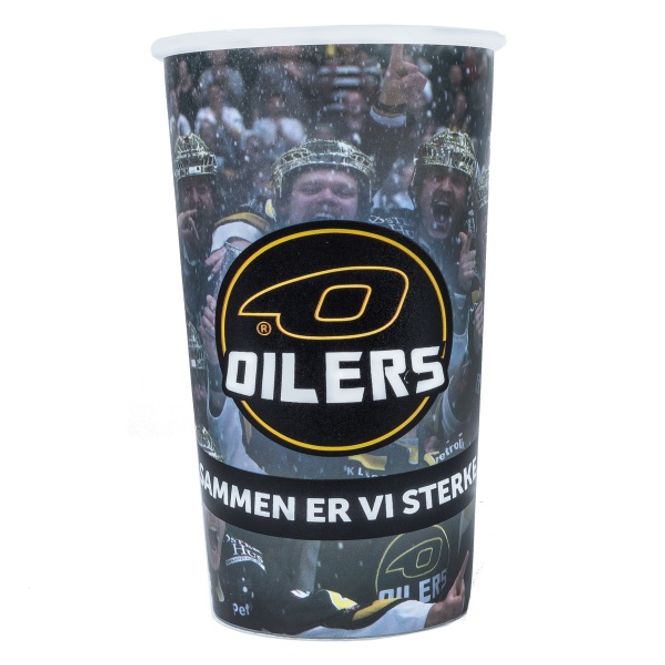 Hovedbilde Plastkopp med Oilerslogo og laget bak