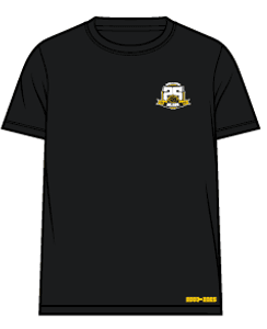 Hovedbilde T-skjorte sort med 25-&aring;rs jubileumslogo-dame